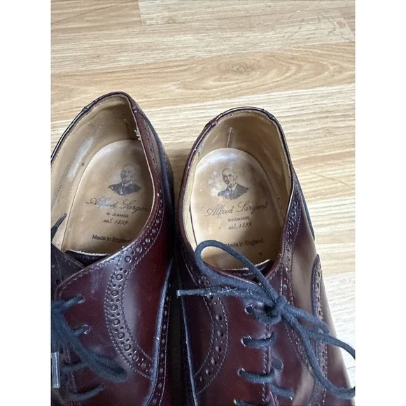 Alfred Sargent Made In England "Monroe" Burgundy Captoe Oxfords Shoes Men's 10D - Picture 3 of 7
